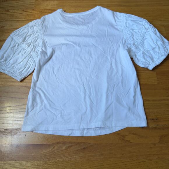 A.L.C. Kora Tee Exaggerated Puff Sleeve T-Shirt White Soft Jersey Size M - Picture 6 of 6